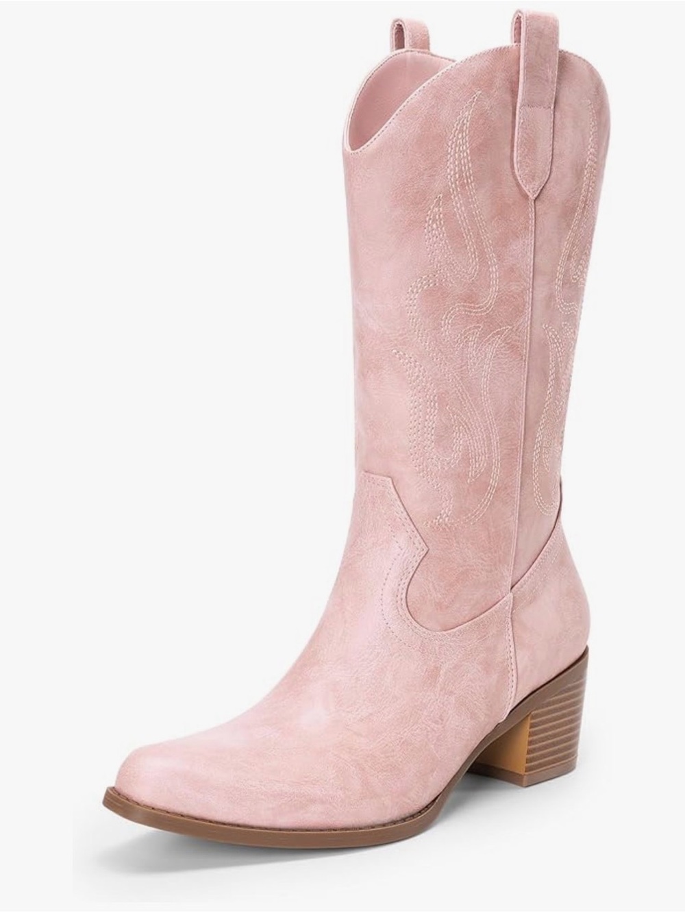 DREAM PAIRS Women's Square Toe Cowboy Mid Calf Western Boots